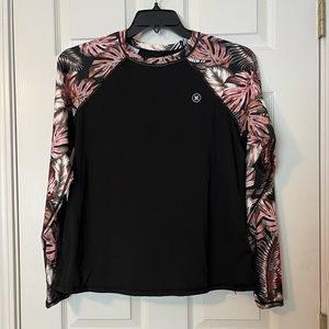 NWT Tropical print black Hurley rash guard